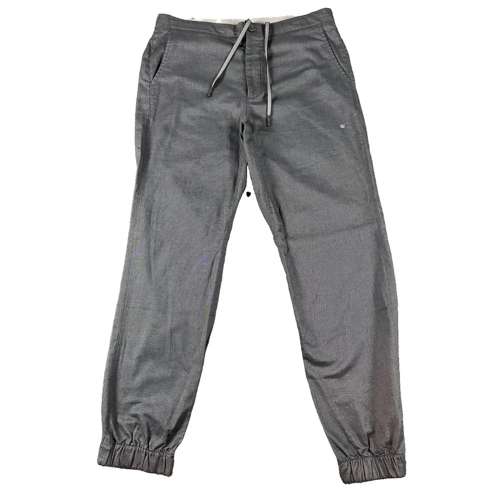 Mack Weldon Men's L Cotton Stretch Drawstring Daily Dress Joggers Gray Zip 34X30